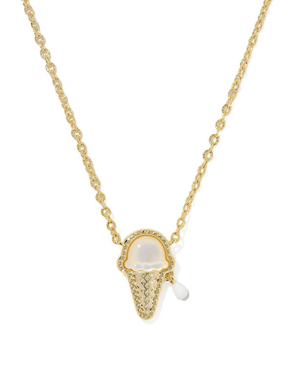 NEW KENDRA SCOTT women's ice cream short pendant necklace in gold ivory mother o